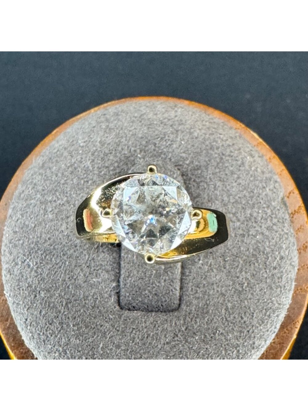 Gold Over Sterling Silver 925 Cubic Zirconia Prong Set Statement Ring Size 5.75